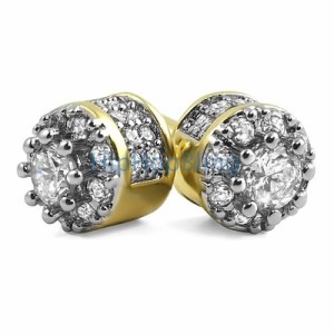 3D Cluster Gold Bling Earrings