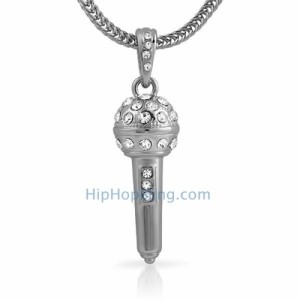 Rock the Mic with this small  bling pendant.