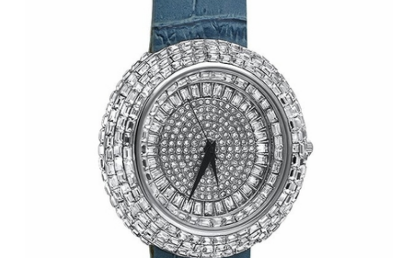 Platinum Baguette Ice Orbit Blue Watch